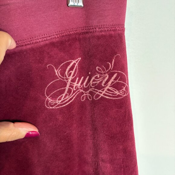 Y2K Juicy Couture burgundy velour track pants - Picture 2 of 5